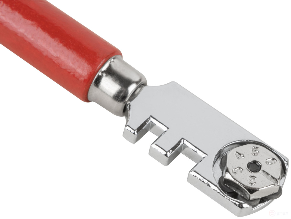 Roller glass cutter, 6 rollers, wooden handle