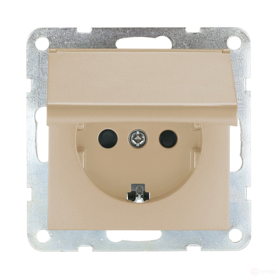 Socket with A/c, blinds and lid (champagne) LK80