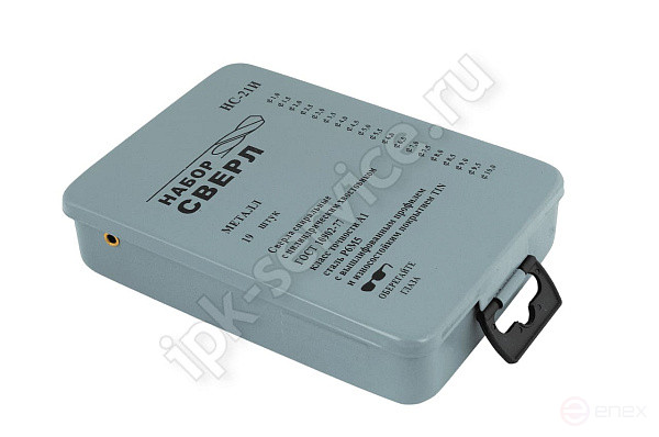 Set of drills for metal HC21I from 1 to 10 step 0.5, 19 pcs. R6M5 TiN