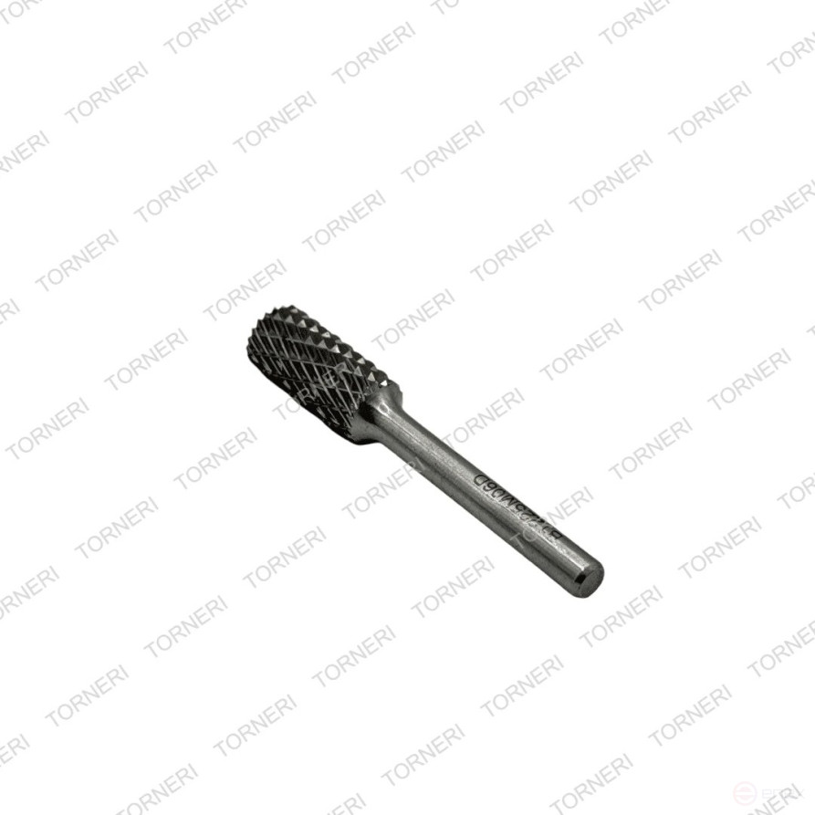 Carbide borehole type B122506 (cylindrical), 12.0 mm, shank 6 mm, end tooth, double notch TORNERI T018383