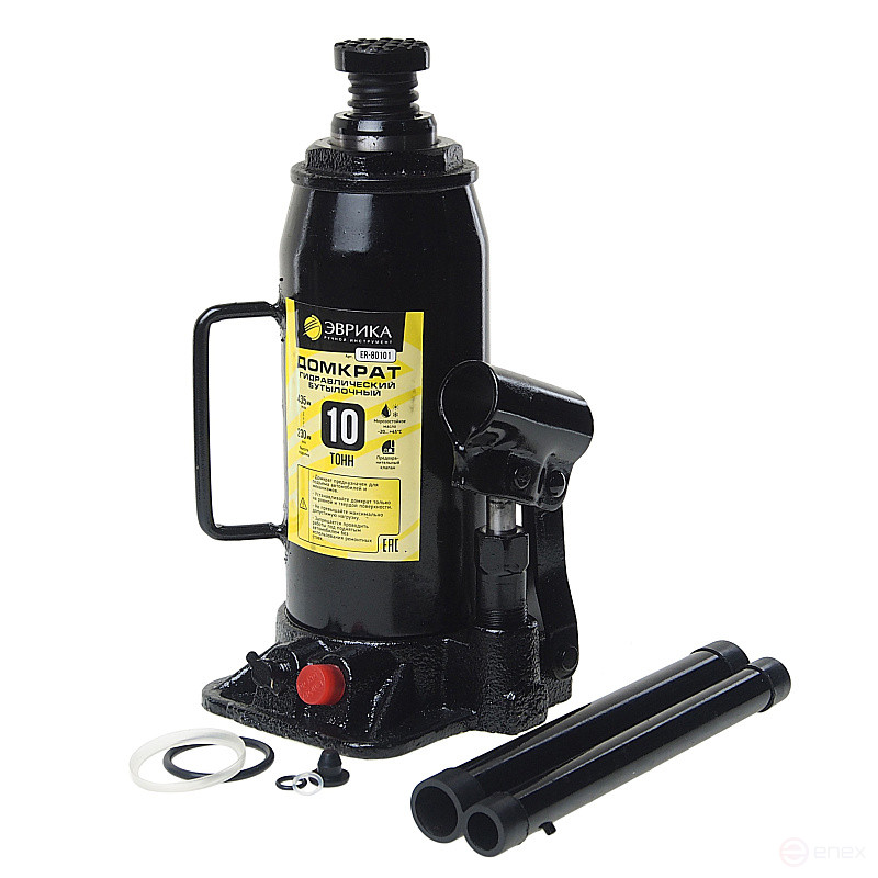 Hydraulic jack ER-80101 bottle with 10t valve, repair kit (lifting height 230-435mm) EUREKA /1/4