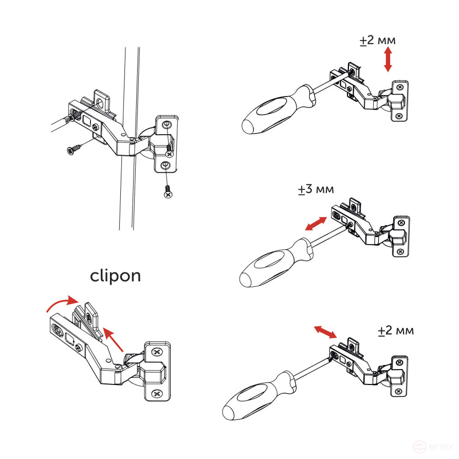 Петля угловая 45° с доводчиком 45мм h0 clip-on AKS