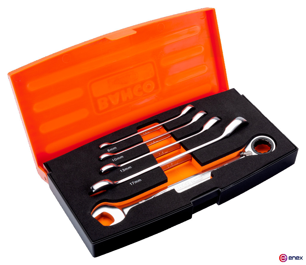 Набор комбинированных гаечных ключей с храповиком 8 - 19 мм, 5 шт