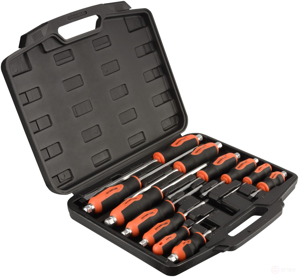 A set of 12 pr. through-hole screwdrivers with a hexagon wrench (case) Avtodor 30870