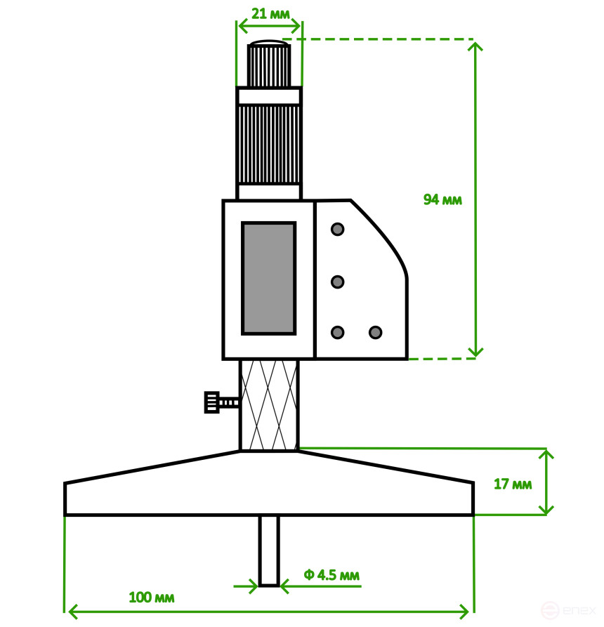 Глубиномер микрометрический ГМЦ-100 0,001 цифровой Micron