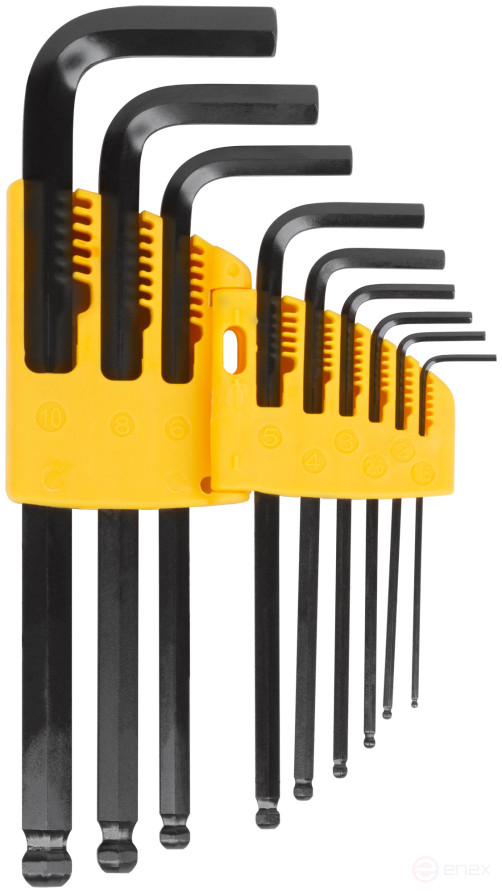 Ключи шестигранные средние с шаром (1,5-10 мм) 9 шт.CrV