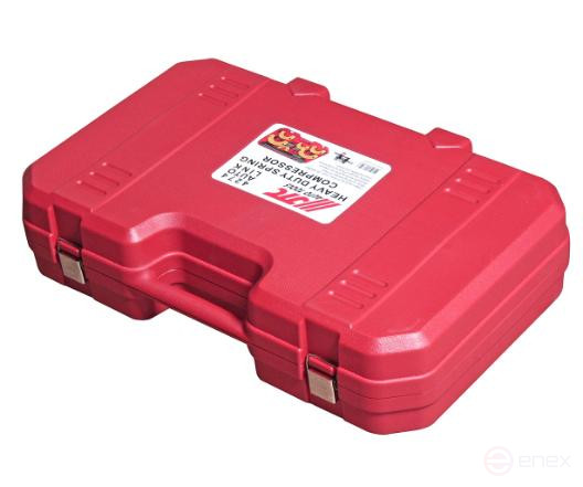 Набор инструментов для стяжки пружин с пневмоприводом (3 пары захватов, ход 317мм) в кейсе JTC