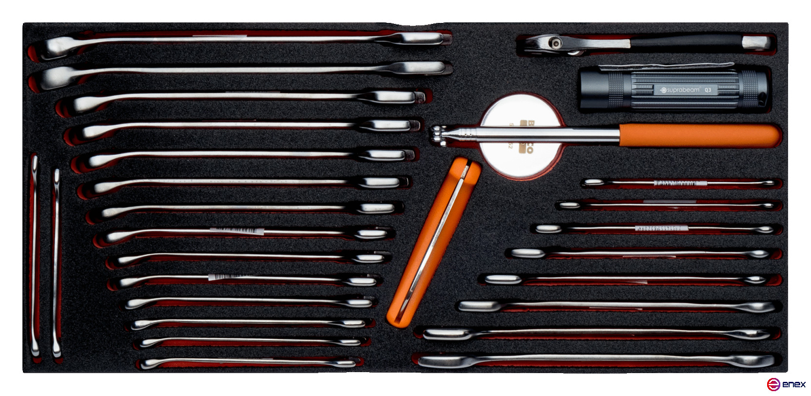 Fit&Go Set of combination keys + knife + adjustable wrench in the base, 28 items