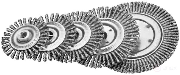 Щетка дисковая жгутовая, Д125 мм, ширина 6 мм, 40 жгутов, стальная прямая проволока STH 0,50 мм, посадочное отверстие 22,2 мм