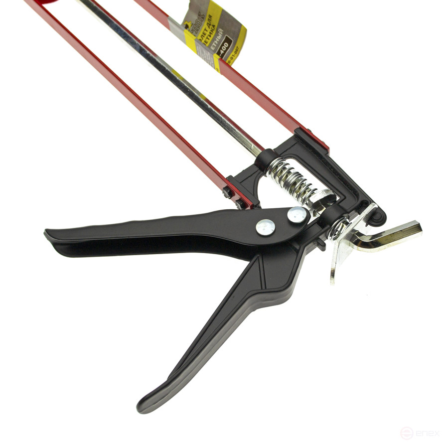 Пистолет для герметика скелетный "усиленный" красно-черный ПС-400, Чеглок (24)