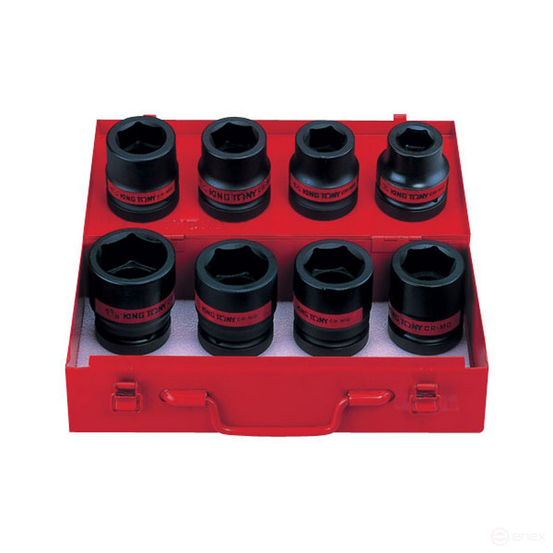 1" Impact Socket Set, Hexagon, 15/16"-5/18", 8 pieces KING TONY 8410SP