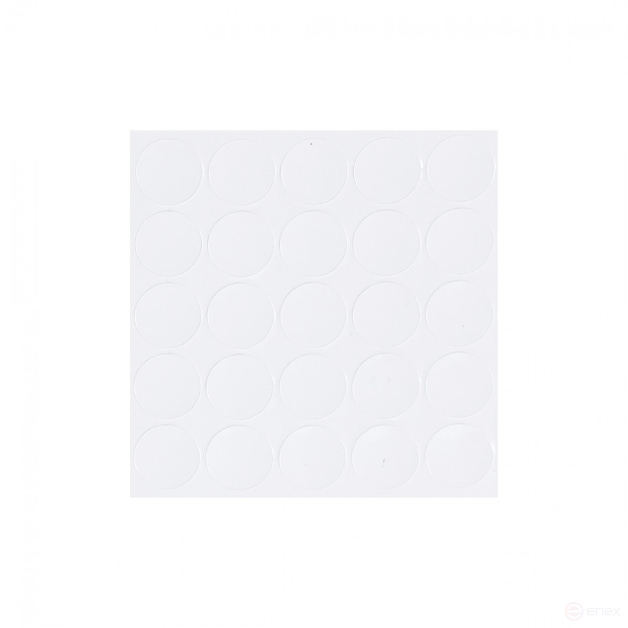 Заглушка самоприлипающая к конфирматам белый глянцевый (14321) AKS (лист-25шт.)