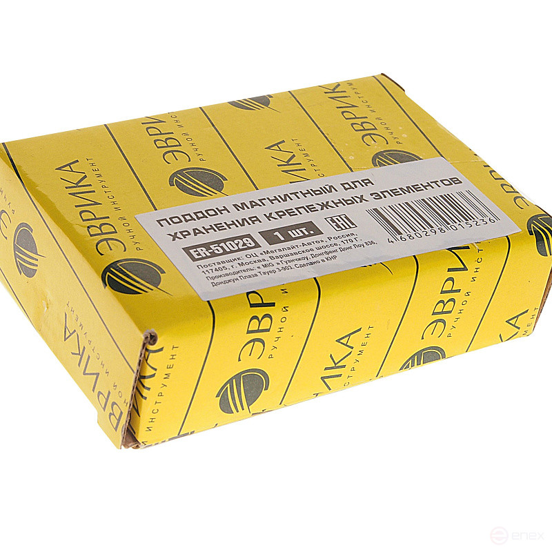 Поддон ER-51029 для хранения крепежных элементов, магнитный прямоугольный, с прорезиненным магнитом 91*64 мм. ЭВРИКА 1/100