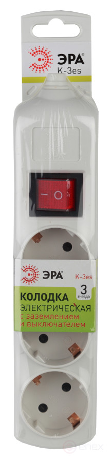 ERA K-3es 3 Sockets with ground connection with switch white