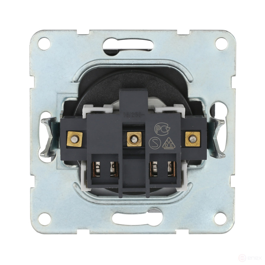 Розетка без з/к, со шторками (серебристый металлик) LK60