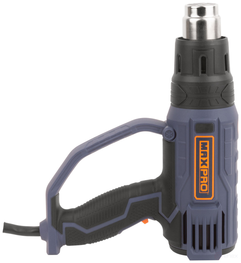 MAX-PRO Technical hair dryer 2000 W; 60/350/600°C; 500 l/min; 0.76 kg; rubber cable; rubber inserts; box.