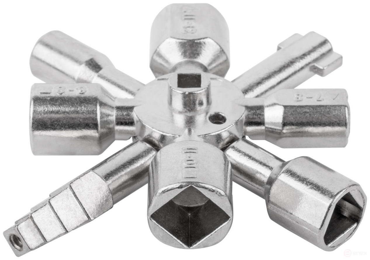 Ключ универсальный для электрошкафов 10-в-1, двусторонняя CrV бита РН2/SL7