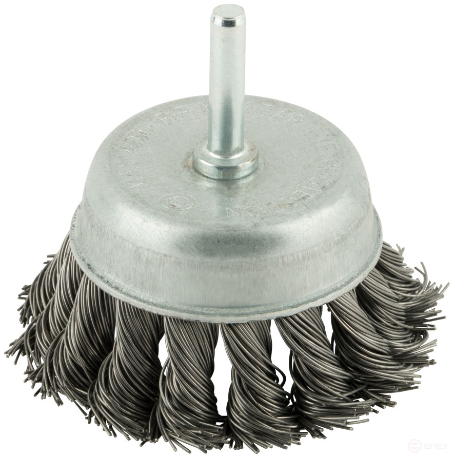 Корщетка чашечная, со шпилькой, стальная витая проволока 65 мм
