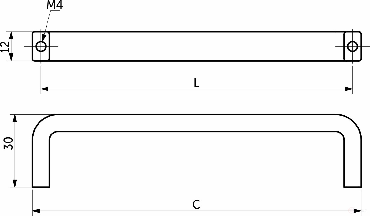 Handle meb. bracket alum. STRIPS 320/327 matte black, AKS
