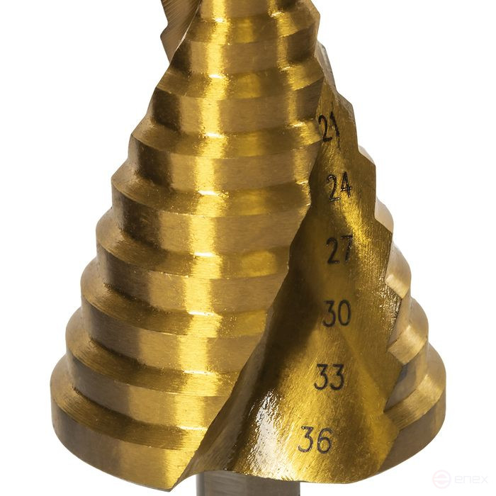 Сверло по металлу ступенчатое спиральное ПРАКТИКА 4-30мм, шаг 2мм, 3-х гран.хвост.10мм, ЭКСПЕРТ