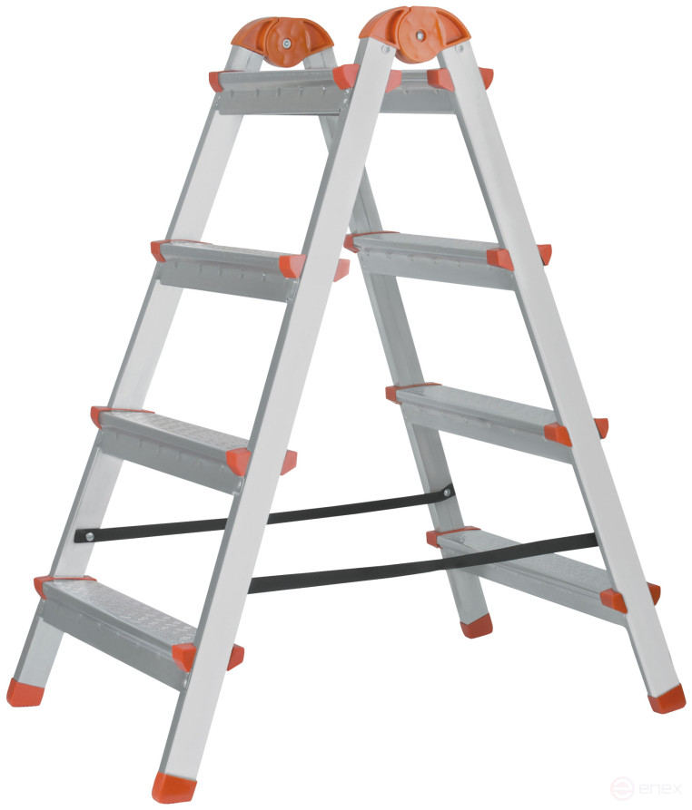 Double-sided steel ladder, 4 steps, H=88.5 cm, weight 5.3 kg