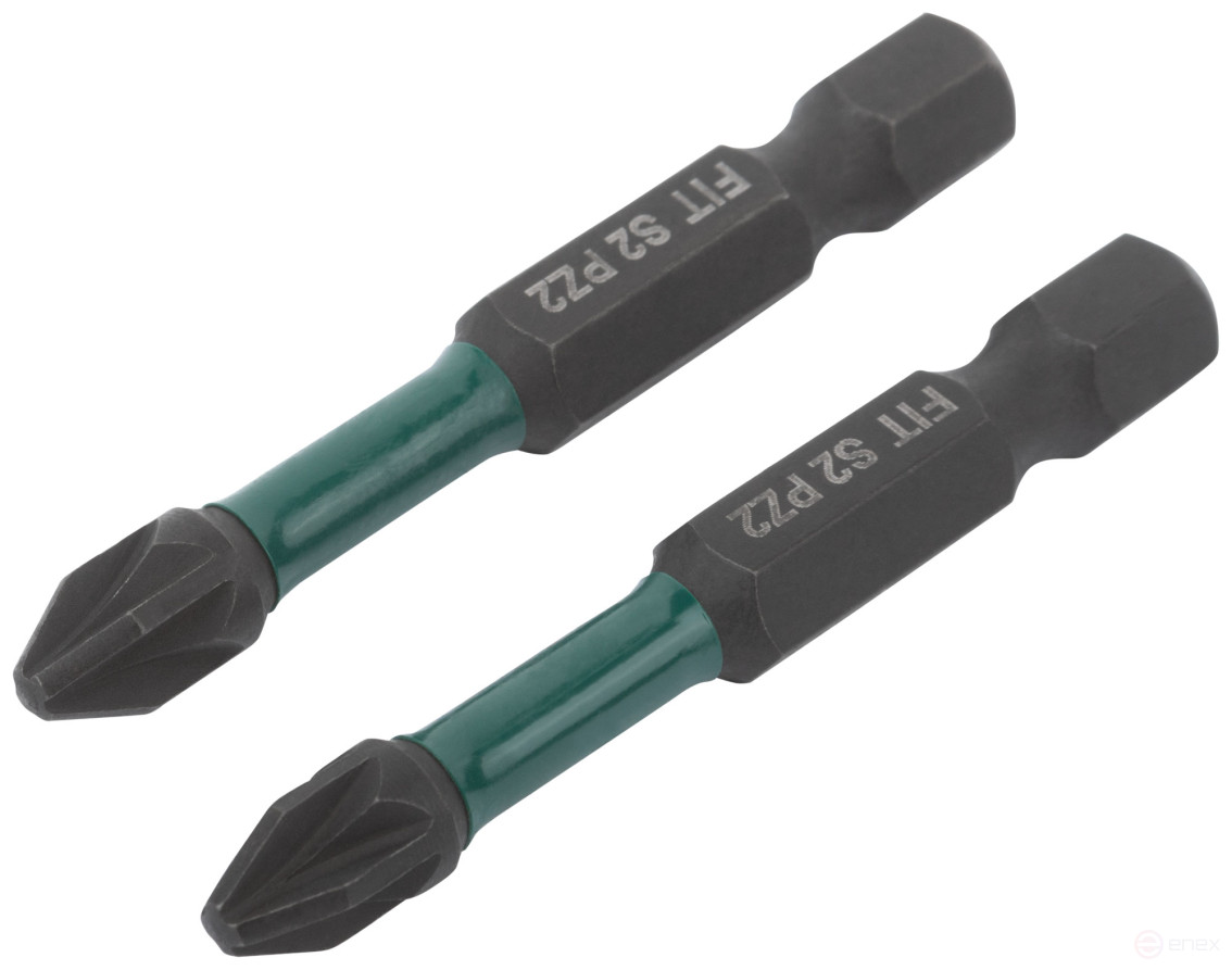 Биты кованые ударные, сталь S2, односторонние 50 мм PZ2, Профи 2 шт., блистер