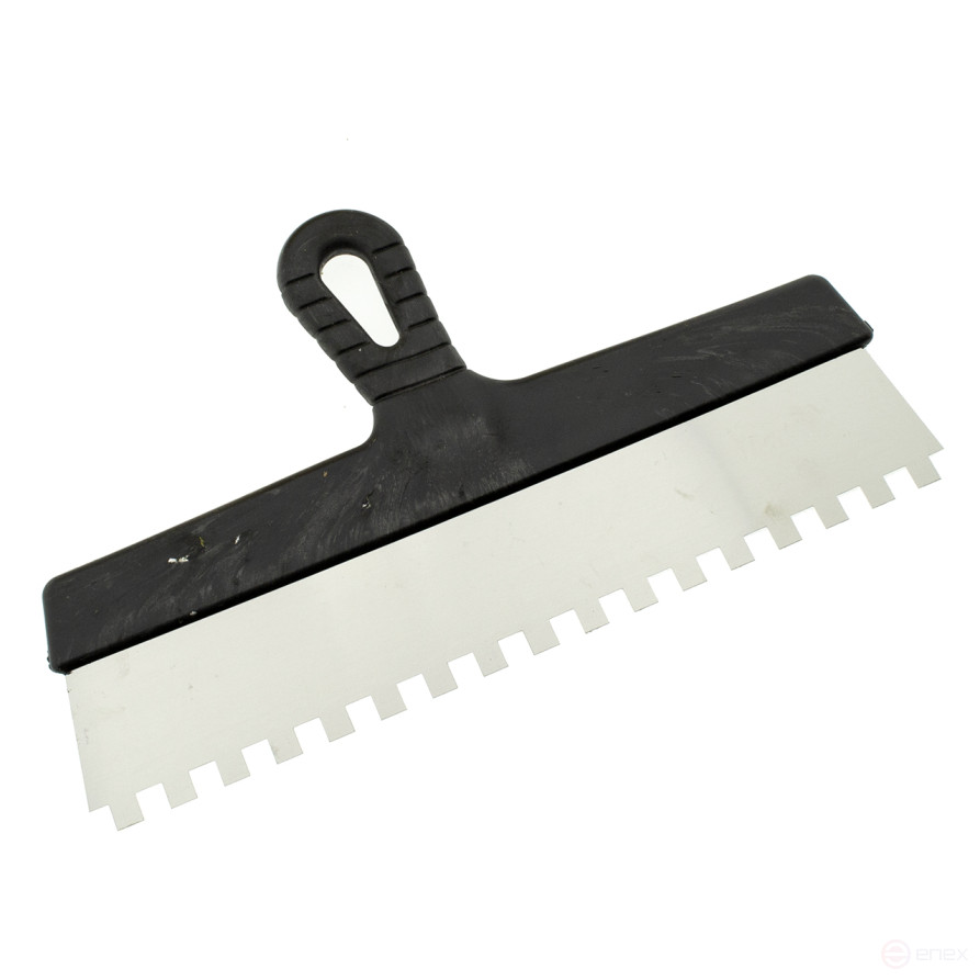 Шпатель зубчатый нержавеющий 350 мм, зуб 10х10 мм, ЧЕГЛОК (38)