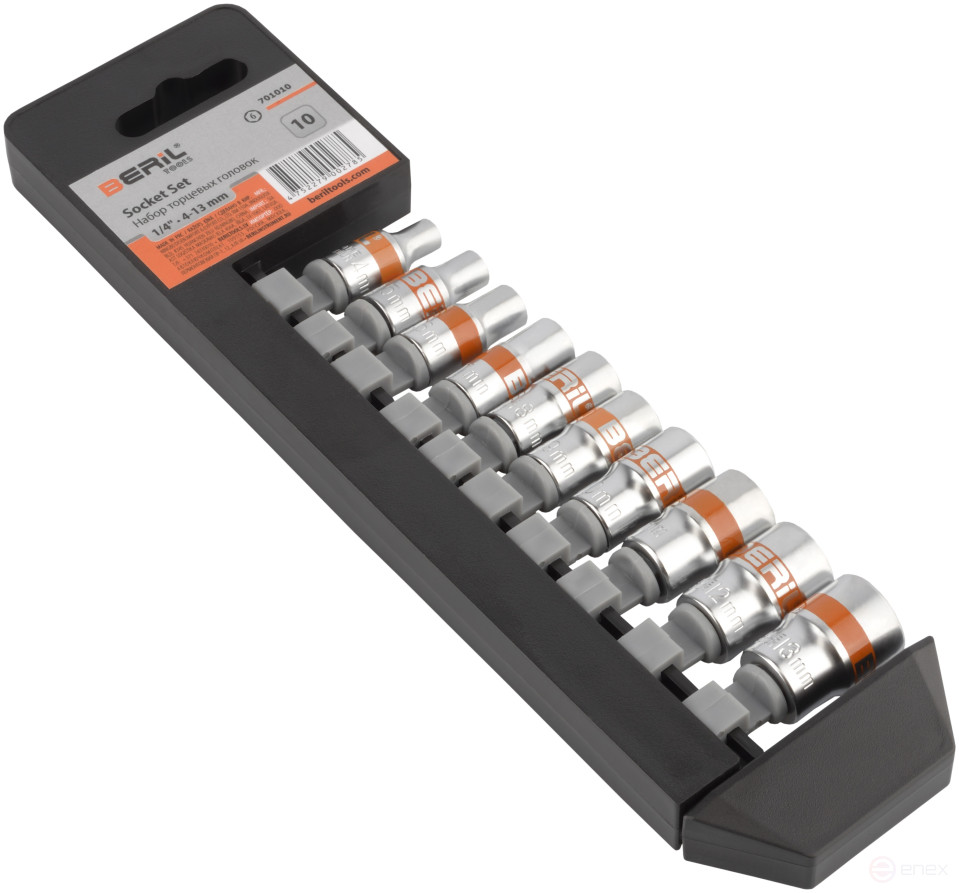 Set of 10pr heads (DR1/4 , 6RT, 4-13mm, holder) BERIL