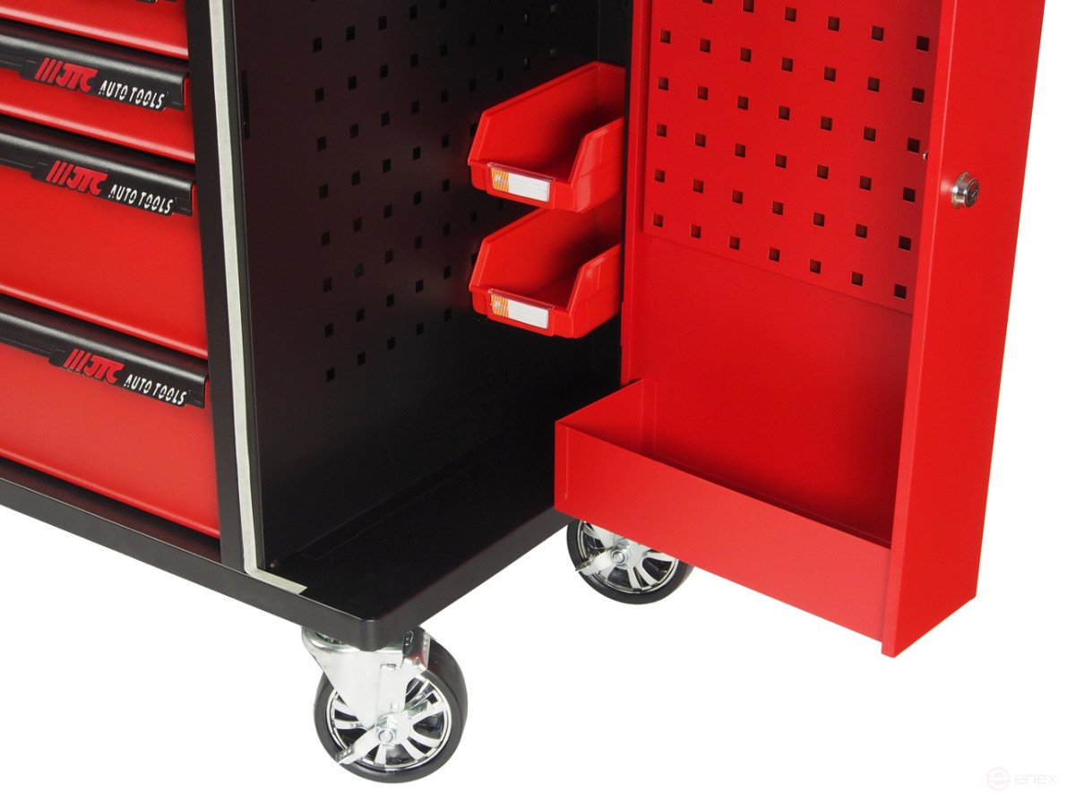 Tool trolley 7 sections red with two side drawers JTC