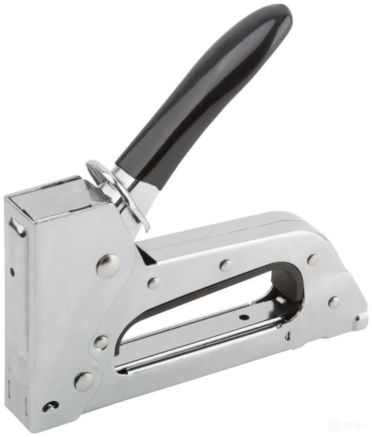 Stapler for narrow staples "type 53" / "type 53F", 6-10 mm, spring mechanism, metal housing