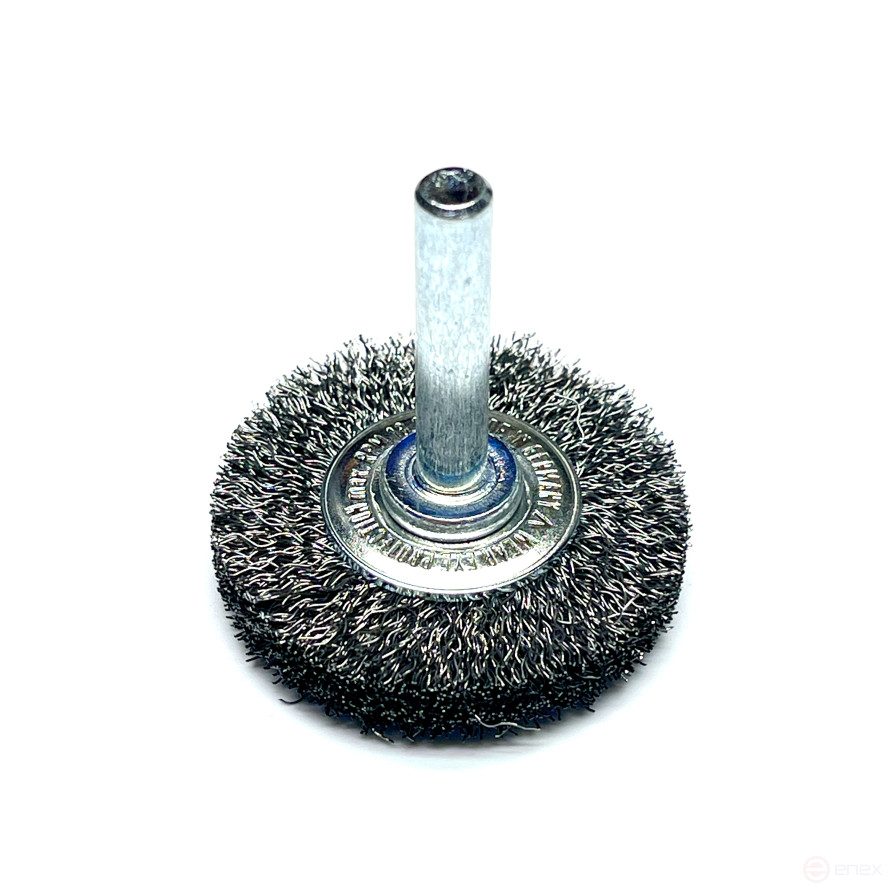 Cylindrical corrugated brush, D40*9 mm, shank 6 mm, steel corrugated wire STA 0.50 mm