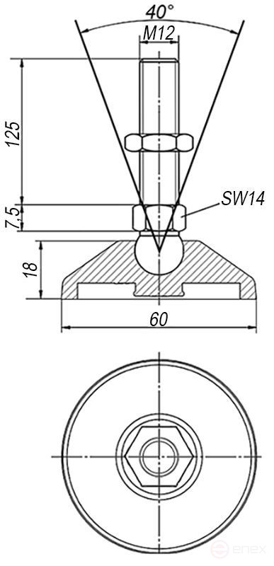 Виброопора M20x150 (Сталь, до 3059 кг) KIPP K0739.1112020X150