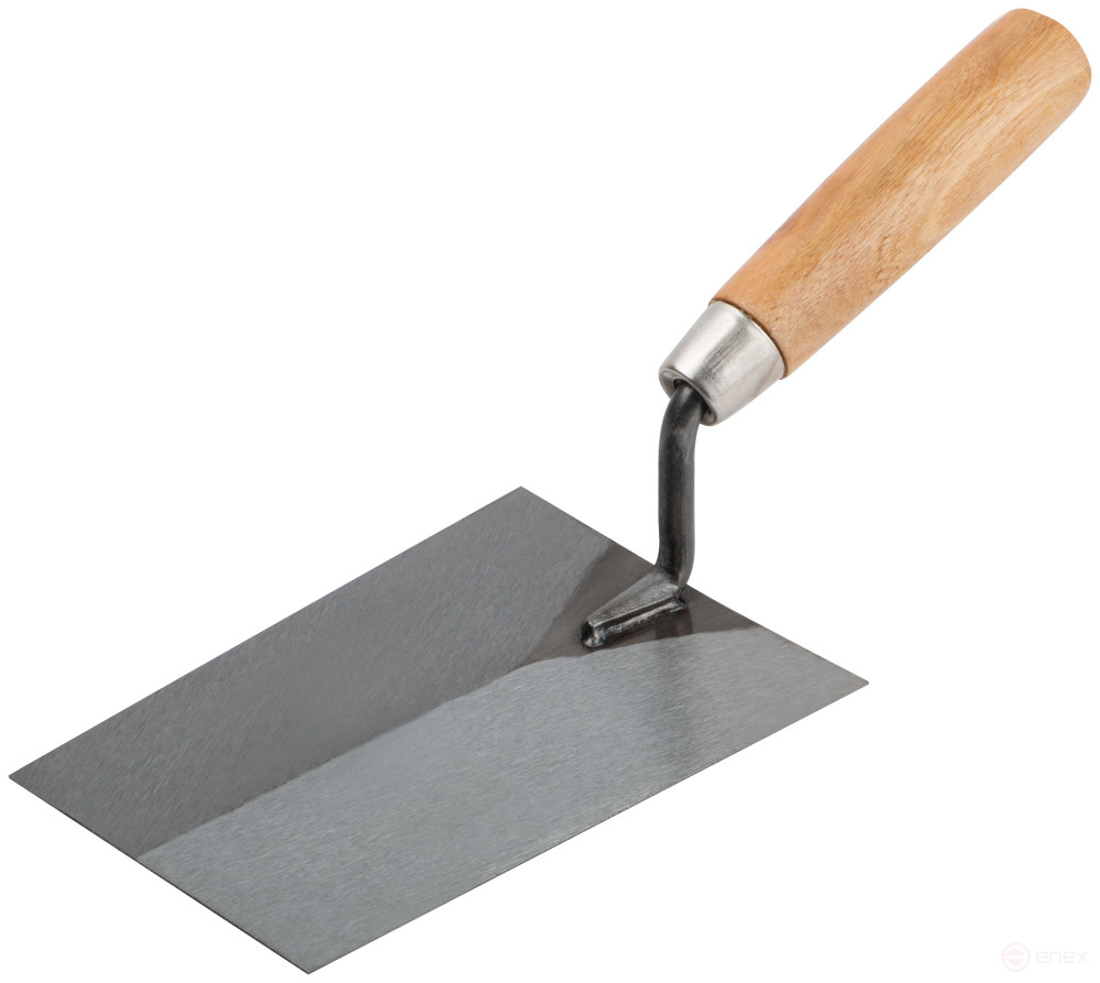 Finishing trowel, tool steel, wooden handle 160 mm