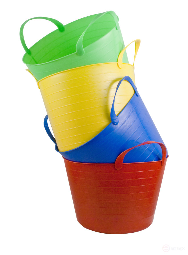 Household bucket (D 310/330 mm), flexible with handles (color +black) 14 liters