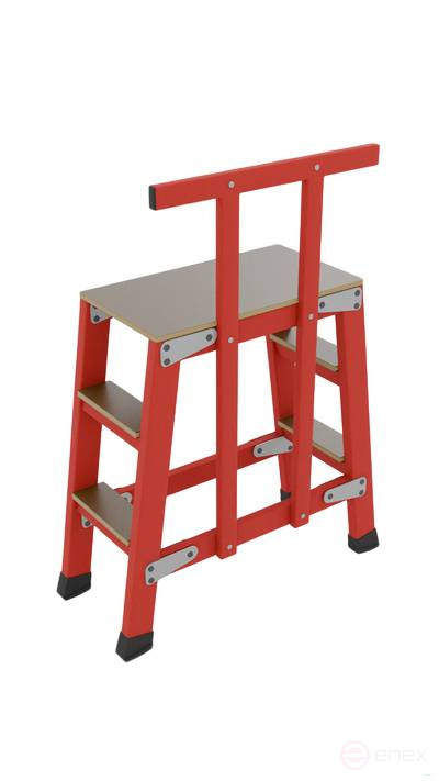 SSP-0.9-PS fiberglass with symmetrical supports footrest h=900mm, handrail, 2x2 wide steps, collapsible, platform 600x600mm
