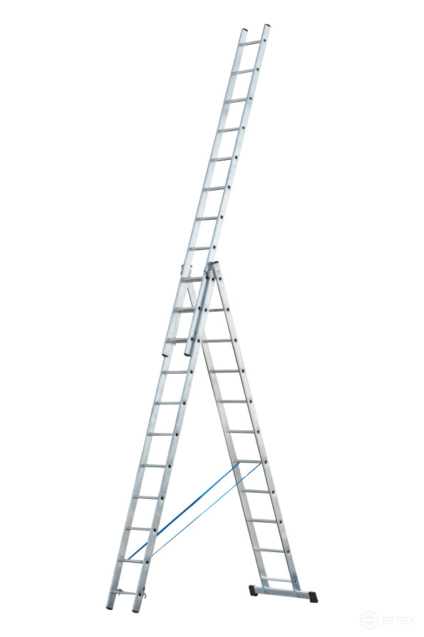Three-section aluminum ladder, 3 sections of 11 steps AL 3x11 P70