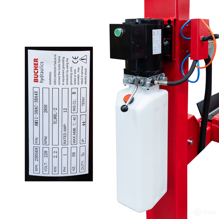 Подъемник электрогидравлический 4т 190-1900мм 4-х стоечный 380В (ручной спуск) GTE