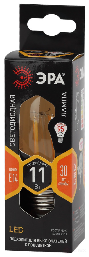 LED ERA Lamp F-LED B35-11w-827-E14 11W Filament Candle Warm White Light E14