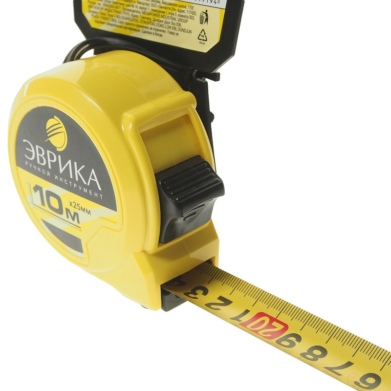 Tape measure ER-04110 10m 20mm YELLOW plastic case, retainer, EUREKA holder/1/72 NEW