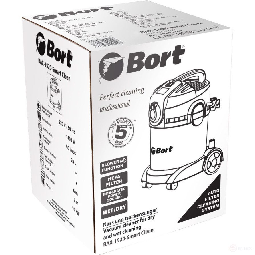 Vacuum cleaner for dry and wet cleaning BORT BAX-1520-Smart Clean