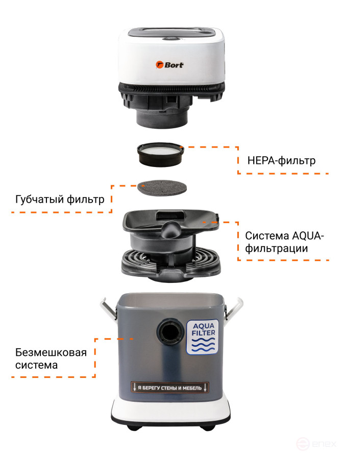 Vacuum cleaner for dry and wet cleaning BORT BSS-1130