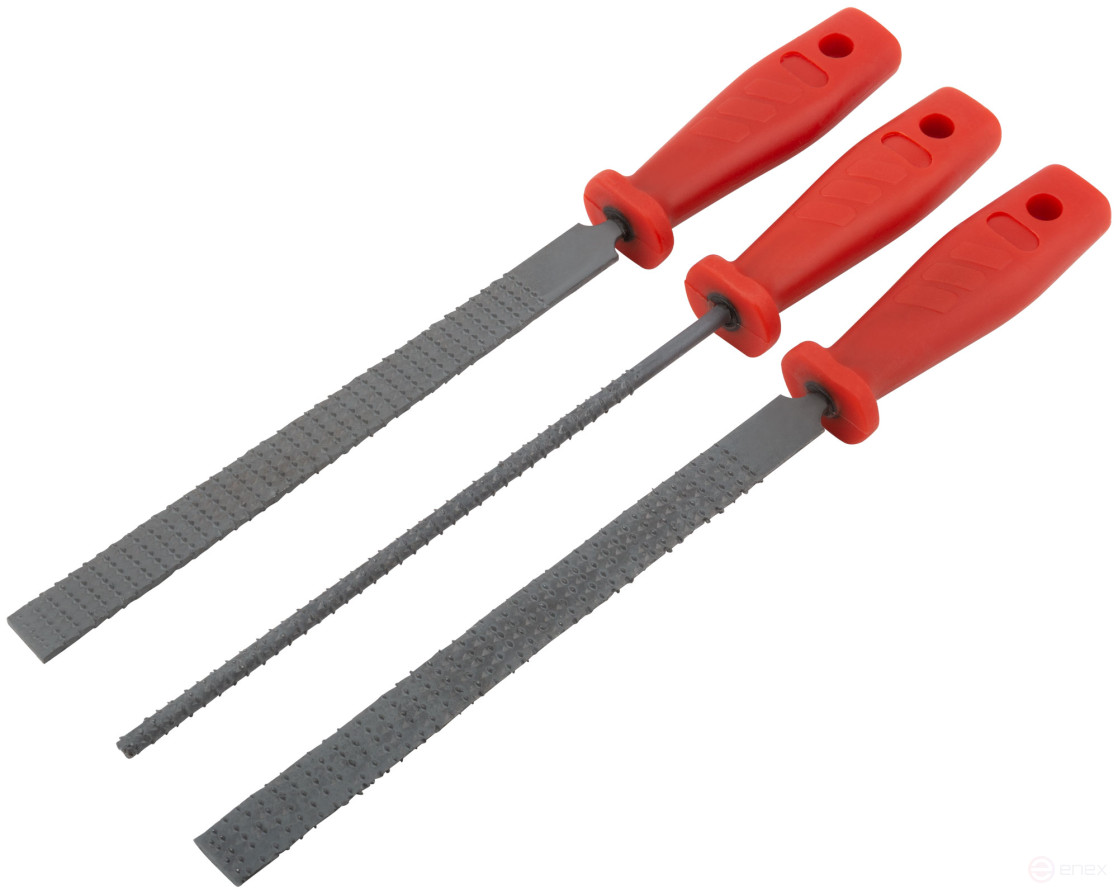 Rasps, plastic handle, set of 3 pcs., 200 mm