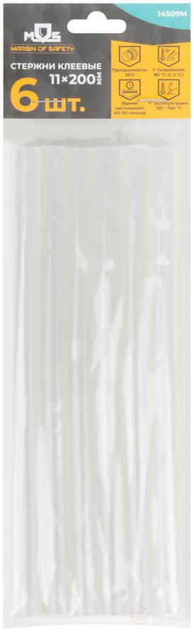 Стержни клеевые 11x200 мм, 6 шт., прозрачность 50%