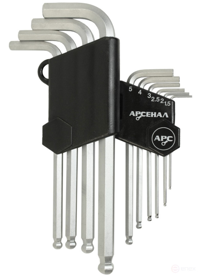 Набор ключей шестигранных НШ-10 Г-образных Арсенал