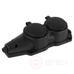 ERA KX-2e-B-IP44 rubber pad with grounding 2 sockets 16A IP44 black