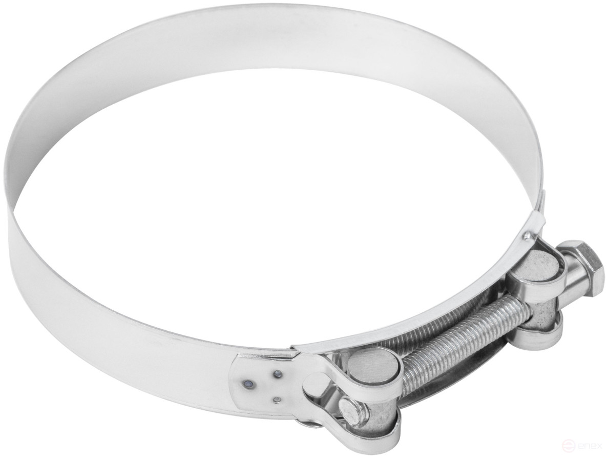 The clamp is a crimping power hinge, stainless steel.steel 149-161 mm