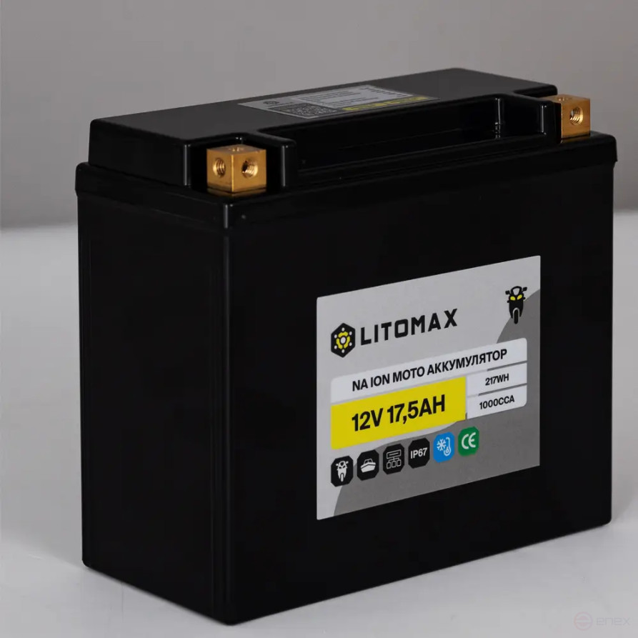 LITOMAX 12V 17.5Ah 217Wh YTX30H R Sodium Starter Motorcycle Battery+