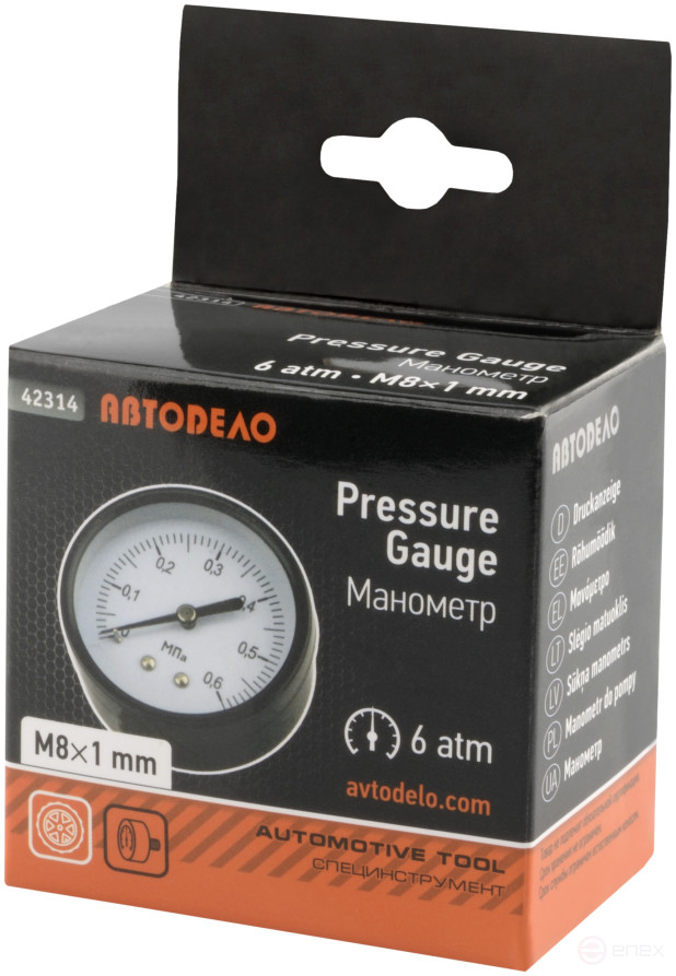 Манометр для ножного насоса до 6 атм. (резьба - М8х1 мм) АвтоDело 42314