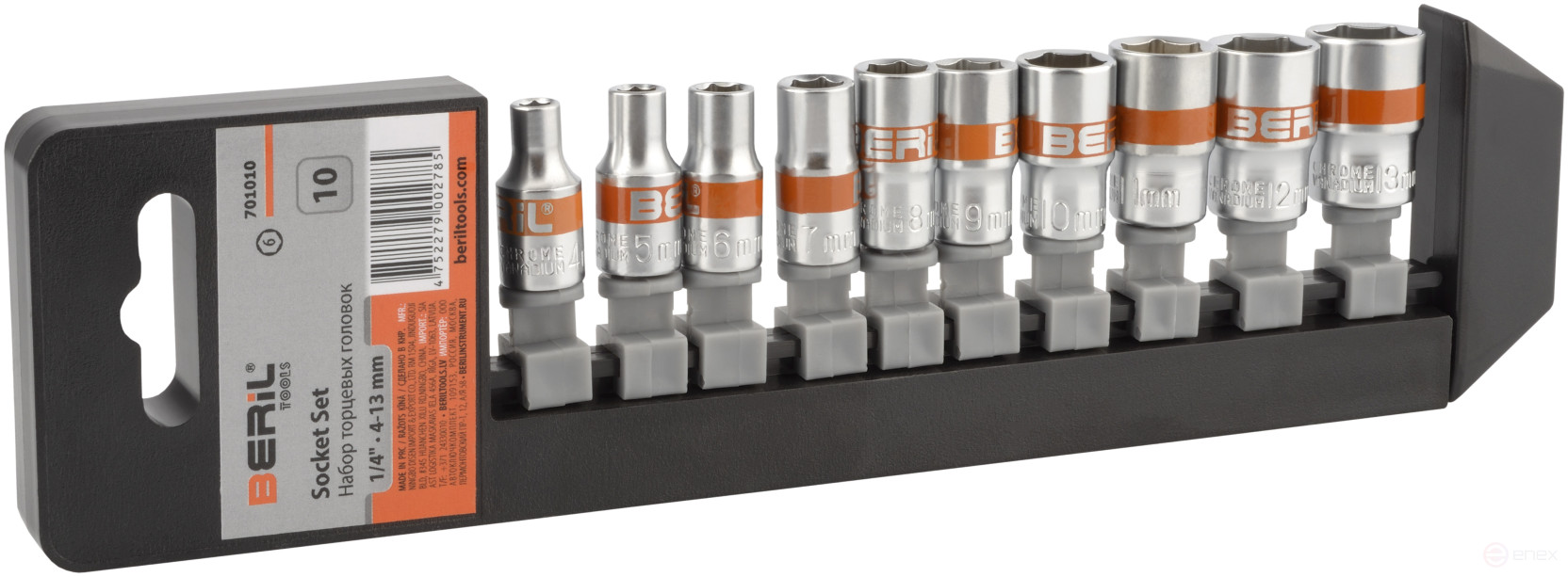 Set of 10pr heads (DR1/4 , 6RT, 4-13mm, holder) BERIL