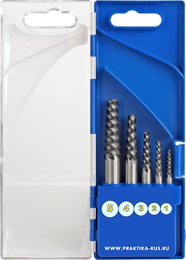 Набор для извлечения саморезов ПРАКТИКА для шпилек и болтов "Эксперт", 5 шт, ПРО кассета (640-414)